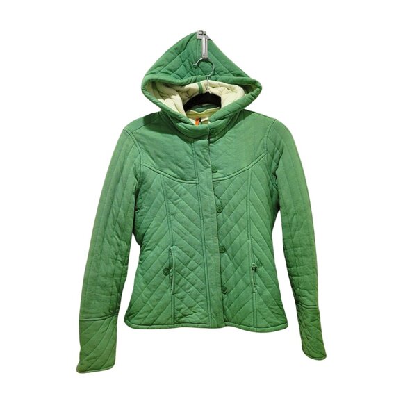 Anthropologie Saturday SUnday Green Quilted Lightweight Jacket Zippered Hooded S - Picture 1 of 5